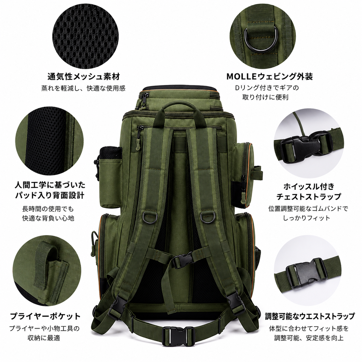 Visio™ フィッシングバックパック｜大容量・防水・収納力抜群
